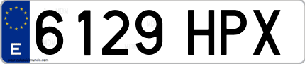 Ejemplo de matrícula de coche ordinaria 6129 HPX