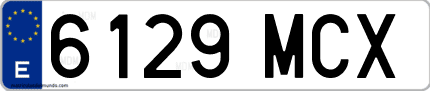 Ejemplo de matrícula de coche ordinaria 6129 MCX