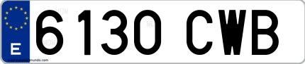 Ejemplo de matrícula española 6130 CWB