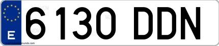 Ejemplo de matrícula española 6130 DDN