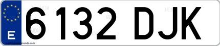 Ejemplo de matrícula española 6132 DJK
