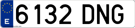 Ejemplo de matrícula de coche ordinaria 6132 DNG