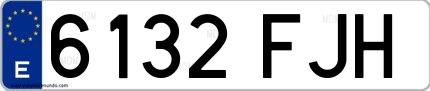 Ejemplo de matrícula española 6132 FJH