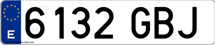 Ejemplo de matrícula de coche ordinaria 6132 GBJ