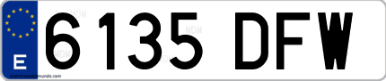 Ejemplo de matrícula de coche ordinaria 6135 DFW