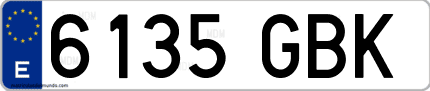 Ejemplo de matrícula de coche ordinaria 6135 GBK