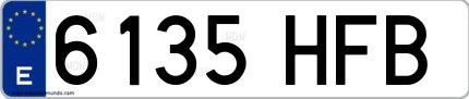 Ejemplo de matrícula española 6135 HFB