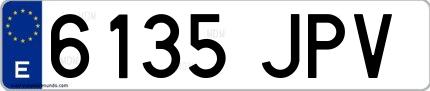 Ejemplo de matrícula española 6135 JPV
