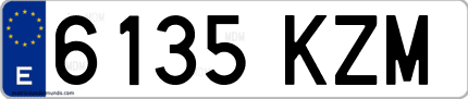 Ejemplo de matrícula de coche ordinaria 6135 KZM