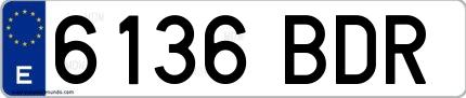 Ejemplo de matrícula española 6136 BDR