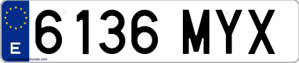 Ejemplo de matrícula de coche ordinaria 6136 MYX