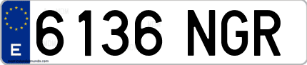 Ejemplo de matrícula de coche ordinaria 6136 NGR