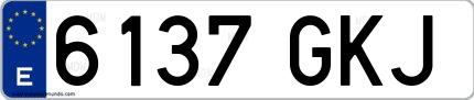 Ejemplo de matrícula española 6137 GKJ