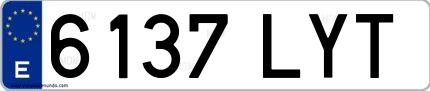Ejemplo de matrícula española 6137 LYT