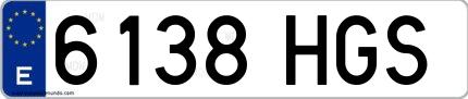 Ejemplo de matrícula española 6138 HGS
