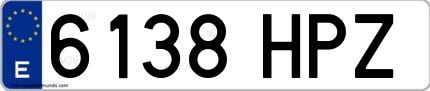 Ejemplo de matrícula española 6138 HPZ