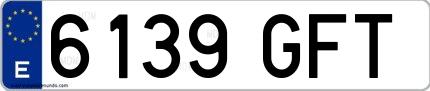 Ejemplo de matrícula española 6139 GFT