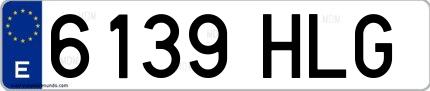 Ejemplo de matrícula española 6139 HLG