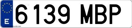 Ejemplo de matrícula española 6139 MBP