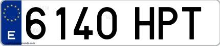 Ejemplo de matrícula española 6140 HPT