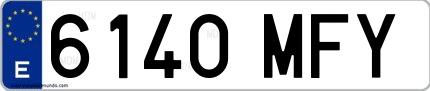 Ejemplo de matrícula española 6140 MFY
