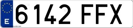 Ejemplo de matrícula española 6142 FFX