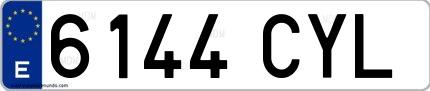 Ejemplo de matrícula española 6144 CYL