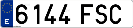 Ejemplo de matrícula de coche ordinaria 6144 FSC