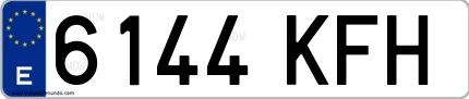 Ejemplo de matrícula española 6144 KFH