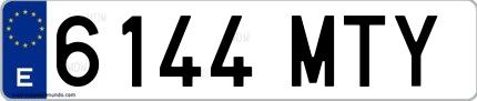 Ejemplo de matrícula española 6144 MTY