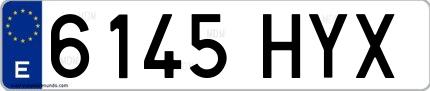 Ejemplo de matrícula española 6145 HYX