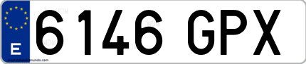Ejemplo de matrícula de coche ordinaria 6146 GPX