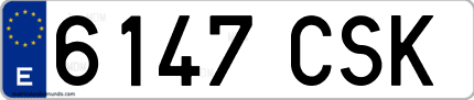 Ejemplo de matrícula de coche ordinaria 6147 CSK