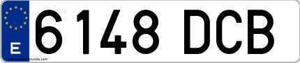 Ejemplo de matrícula española 6148 DCB