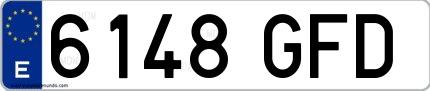 Ejemplo de matrícula española 6148 GFD
