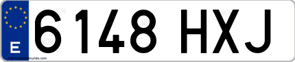 Ejemplo de matrícula de coche ordinaria 6148 HXJ