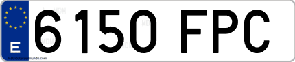 Ejemplo de matrícula de coche ordinaria 6150 FPC