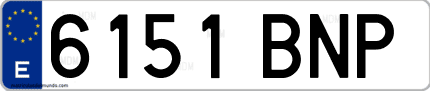 Ejemplo de matrícula de coche ordinaria 6151 BNP