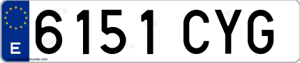 Ejemplo de matrícula de coche ordinaria 6151 CYG