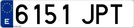 Ejemplo de matrícula española 6151 JPT