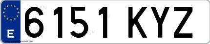 Ejemplo de matrícula española 6151 KYZ