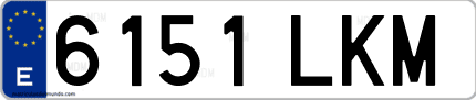 Ejemplo de matrícula de coche ordinaria 6151 LKM