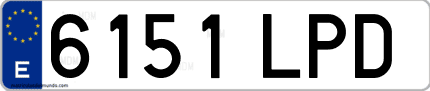 Ejemplo de matrícula de coche ordinaria 6151 LPD