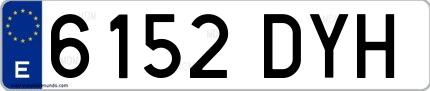 Ejemplo de matrícula española 6152 DYH