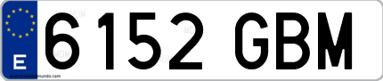Ejemplo de matrícula de coche ordinaria 6152 GBM