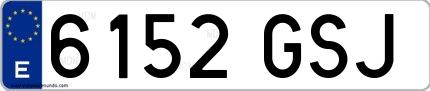 Ejemplo de matrícula española 6152 GSJ