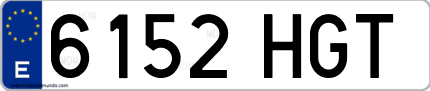 Ejemplo de matrícula de coche ordinaria 6152 HGT