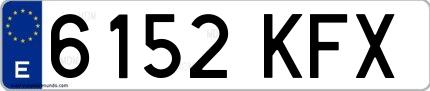 Ejemplo de matrícula española 6152 KFX