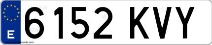 Ejemplo de matrícula española 6152 KVY