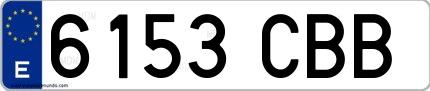 Ejemplo de matrícula española 6153 CBB